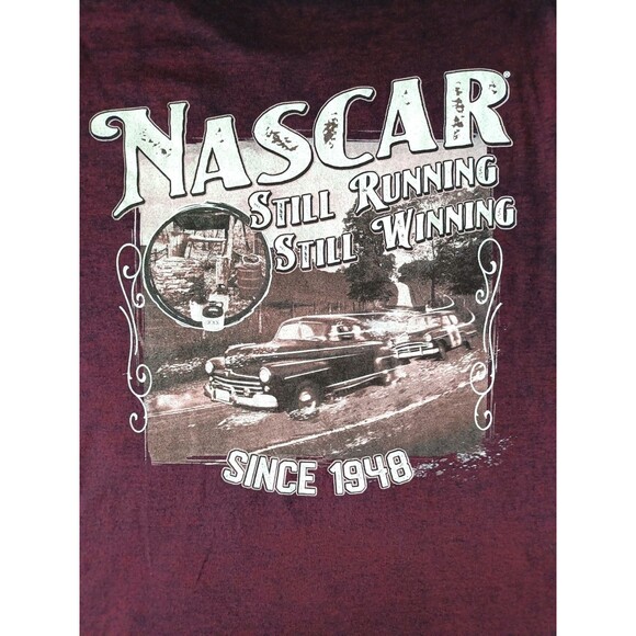 Nascar Racing T-Shirt Men's Large Burgundy Short Sleeve - Picture 2 of 7